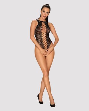 Ажурний бодістокінг із ефектом шнурівки Obsessive B129 teddy black S/M/L, чорний, з доступом SO7213 фото