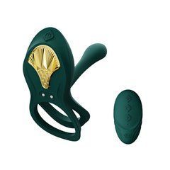 Смарт-ерекційне кільце Zalo BAYEK Turquoise Green, подвійне з ввідною частиною, пульт ДК SO6644 фото