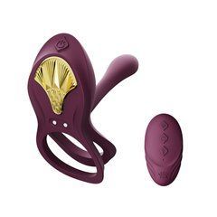 Смарт ерекційне кільце Zalo &mdash; BAYEK Velvet Purple, подвійне з ввідною частиною, пульт ДК SO6645 фото