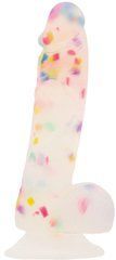 Фалоімітатор з конфетті ADDICTION - PARTY MARTY - 7.5 "- FROST &CONFETTI, 19 см, силікон SO4532 фото