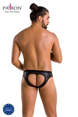 Чоловічі сліпи з вирізами Passion Slip Joe L/XL, чорні, екошкіра, відкриті сідниці SO7594 фото