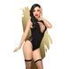 Боді Penthouse Hotter Than Hell S/L Black, непрозоре, вирізи, декольте, імітація шнурівки, панчохи SO6447 фото 1