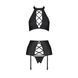 Комплект з еко-шкіри з імітацією шнурівки Nancy Set black L/XL - Passion топ, трусики та пояс для па SO5373 фото 3
