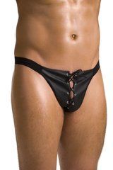 Чоловічі сліпи на шнурівці Passion Slip Ben XXL/XXXL, чорні, екошкіра, люверси SO7605 фото