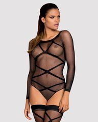 Бодістокінг Obsessive Bodystocking G320 S/M/L, панчохи, боді, декор у вигляді ліній SO7241 фото