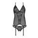 Корсет Passion Ursula Corset black XXL/XXXL, с пажами, трусики с ажурным декором и открытым шагом SO5837 фото 4