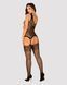 Бодістокінг Obsessive Bodystocking G323 S/M/L black, малюнок бджоли та метелика SO7243 фото 4