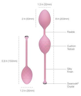 Роскошные вагинальные шарики PILLOW TALK - Frisky Pink с кристаллом Сваровски SO2721 фото