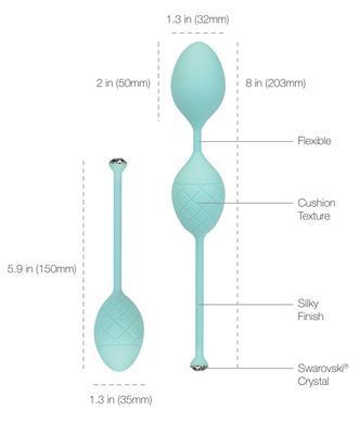 Роскошные вагинальные шарики PILLOW TALK - Frisky Teal с кристаллом Сваровски SO2722 фото