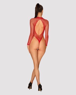 Сітчастий бодістокінг із довгим рукавом Obsessive B126 teddy red S/M/L, червоний SO7211 фото