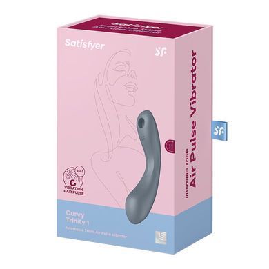 Вакуумний кліторальний стимулятор Satisfyer Curvy Trinity 1 Bluegrey SO8408 фото