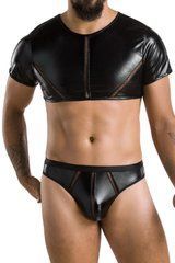 Комплект чоловічої білизни під латекс Passion Set Peter XXL/XXXL, чорний, кроп-топ, стринги SO7635 фото