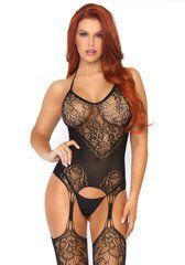 Leg Avenue Jacquard net bodystocking OS Black SO7903 фото